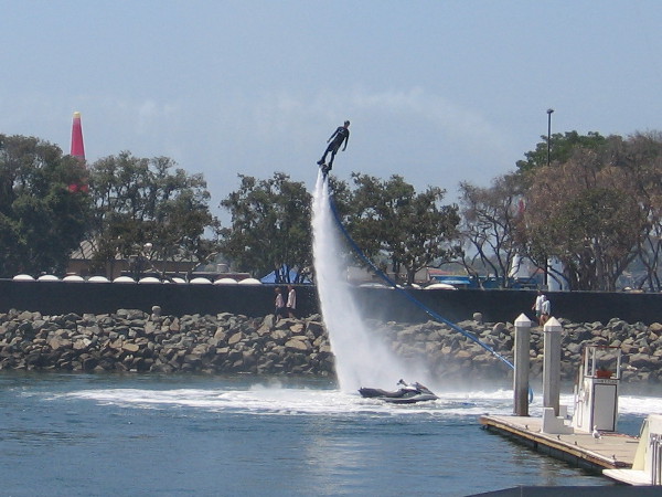 Meanwhile, this guy was testing out a water jetpack. A bunch of these daredevils entertained the crowd later, as you'll see.