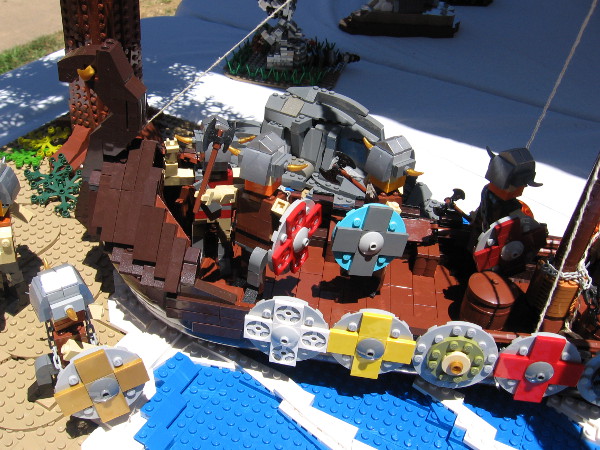 An up-close look at the LEGO ship and its Viking warriors!