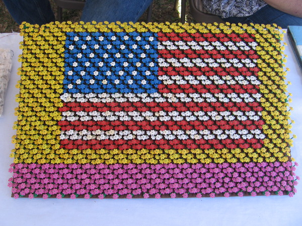 This American flag created by another skilled builder was inspired by the Carlsbad Flower Fields! It took a long time and much patience to assemble!
