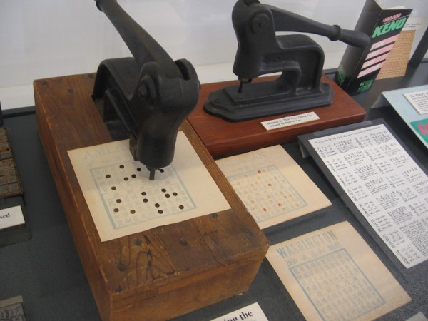 Punching devices used for the Chinese Lottery of San Diego, which was popular in the Stingaree District and Chinatown. Technically illegal, the lottery was tolerated by the authorities.