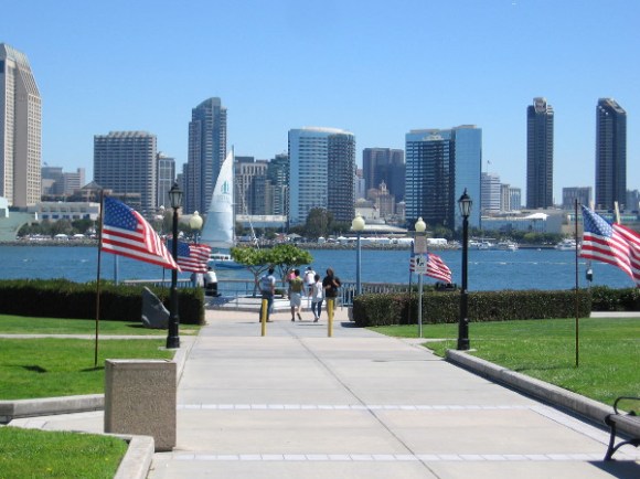 Looking across San Diego Bay toward downtown from Coronado's beautiful Centennial Park.