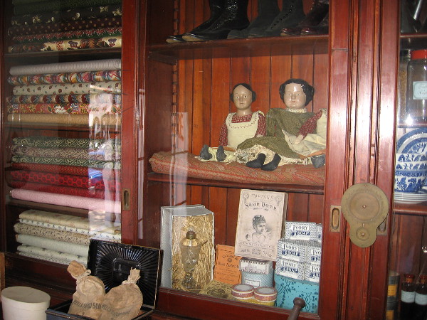 I learned a past visitor to the Whaley House photographed these old dolls and was surprised to see the eyes--which are painted--closed!