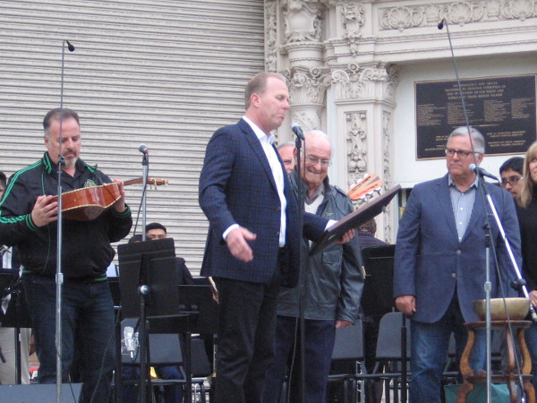 San Diego Mayor Kevin Faulconer presents a plaque. May 5, 2017 is officially Oscar Amezcua Day.