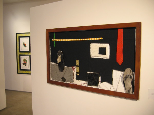 Aaron Garretson, Sunday Morning Cocktails. Threat, yarn, cloth, found materials. 2016.