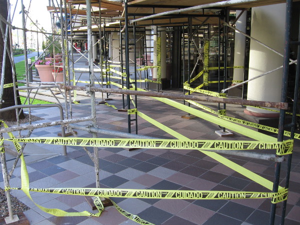 A maze of yellow tape. That's what you call an abundance of caution.