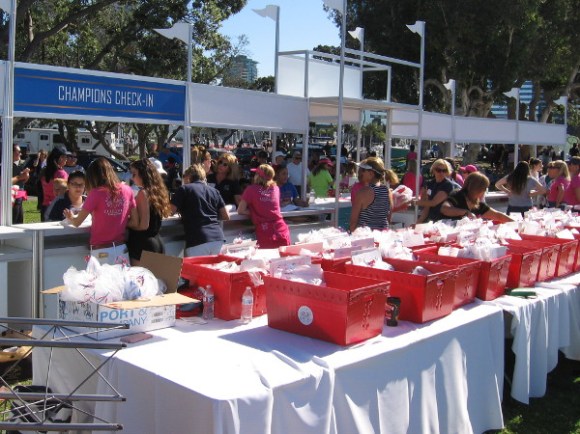 Later in the day, many young cancer-fighting champions will carry a simulated torch around the grassy park at the edge of beautiful San Diego Bay.