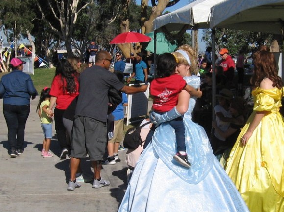 Some very young children were excited to be greeted by princesses!