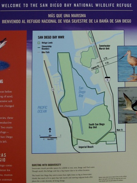 Map of the extensive San Diego Bay National Wildlife Refuge.