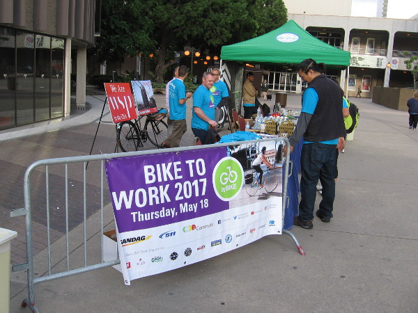 Another pit stop at Civic Center Plaza. The City of San Diego has a special program that encourages bicycling.