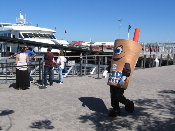 A walking, smiling iced coffee!