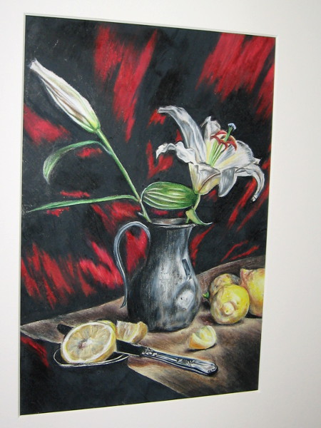 Karina Spinazzola, Lemons and Lilies, drawing, Eleventh Grade, Westview High School.