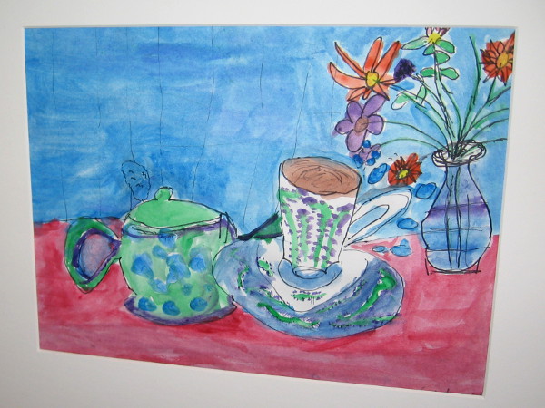 Caden Glazner, Time for Tea, painting, Third Grade, Del Sur Elementary.