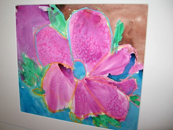 Skylar Britt, O'Keeffe Flower, mixed media, Kindergarten, Kumeyaay Elementary.