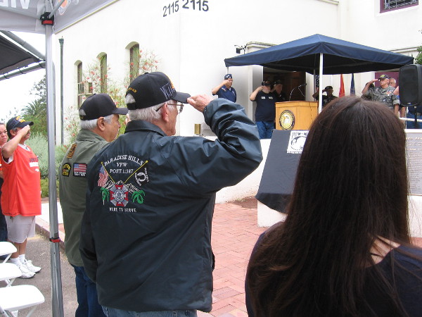Love for country. Young and old salute.