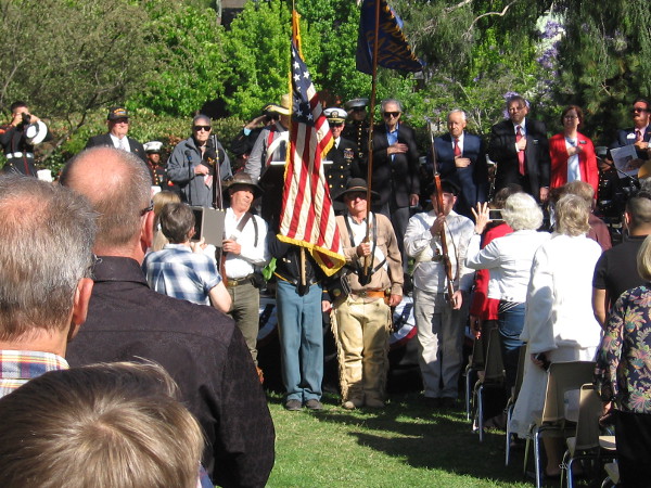 The United States flag is posted after the National Anthem.