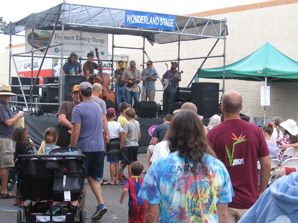 Many different musical artists entertained the crowd at the OB Street Fair. This band could be heard at the Wonderland Stage.