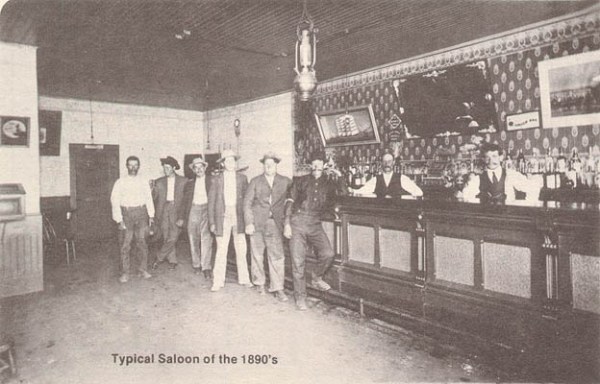Historical photo of the First and Last Chance Saloon, inside San Diego's rowdy Stingaree District.