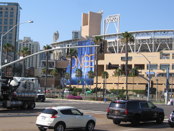 Looking back toward Petco Park, I see the Once Upon a Time wrap.
