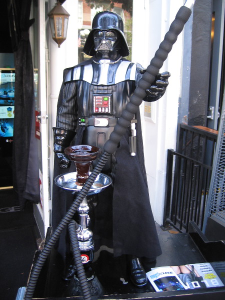 This cool Darth Vader with hookah was outside the Myst Lounge.