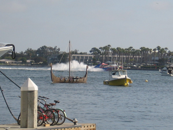 It looks like they were testing the Viking longship out on San Diego Bay. It will be used for the Viking funeral Friday evening!