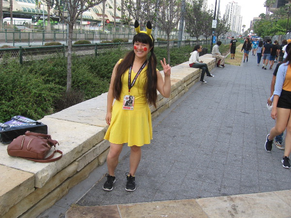 A friendly Pikachu cosplay.