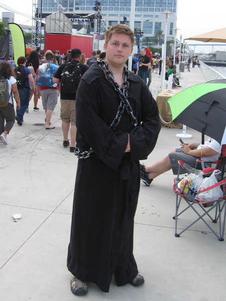Game of Thrones cosplay. I think he said this is Tyrion Lannister.