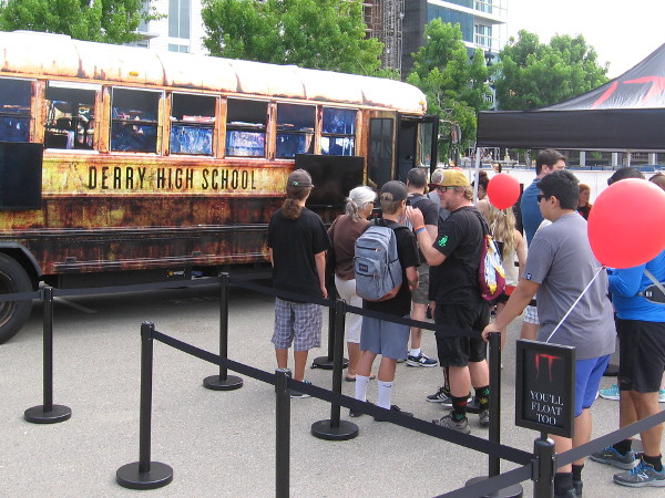 People in line to check out an attraction promoting New Line's production of Stephen King's It.