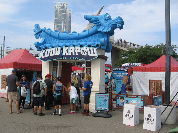 People get ready to enter Sprout's Kody Kapow attraction.