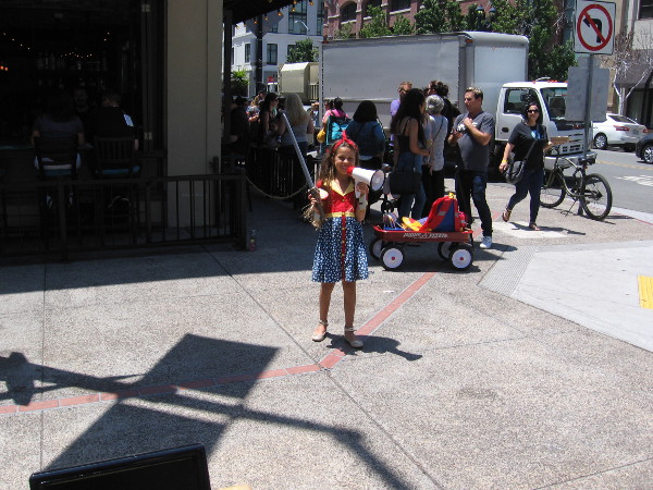 Wonder Woman was waving her God Killer sword about, so we kept a safe distance.