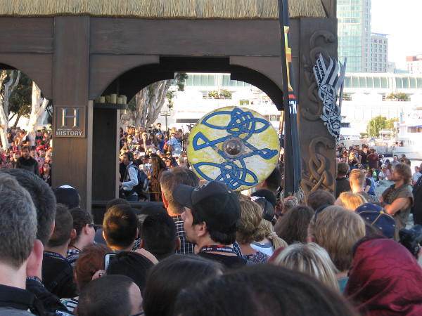 Everyone listens to the actors, watches a trailer and answers show trivia for prizes while we wait for twilight.