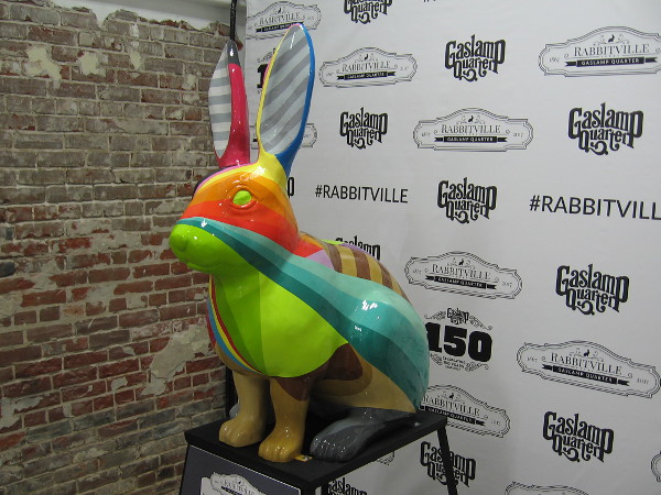 Diego, by artist Monty Montgomery. The colors and shapes on this rabbit are visual impressions of experiences on the streets of San Diego.