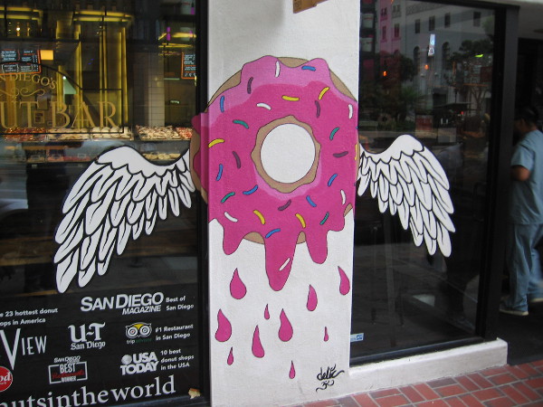 This winged doughnut was painted about a week ago at the Donut Bar.