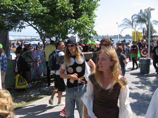 Walking near the entrance to Adult Swim.