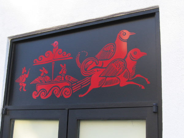 Artwork on outside wall of the San Diego Chinese Historical Museum Extension.