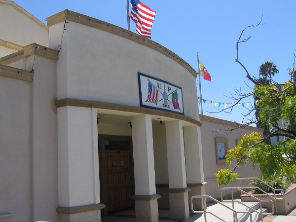 Front of the United Portuguese S.E.S. Hall on a sunny San Diego day.