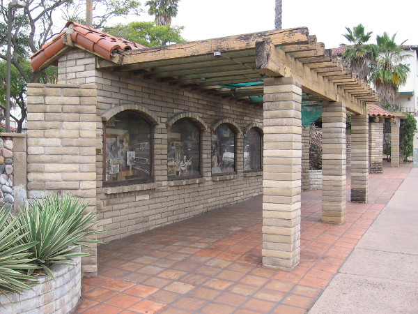 Displays behind glass windows include old photos and historical artifacts. This was created many years ago, I was told, for the nearby Old Town Mexican Cafe.