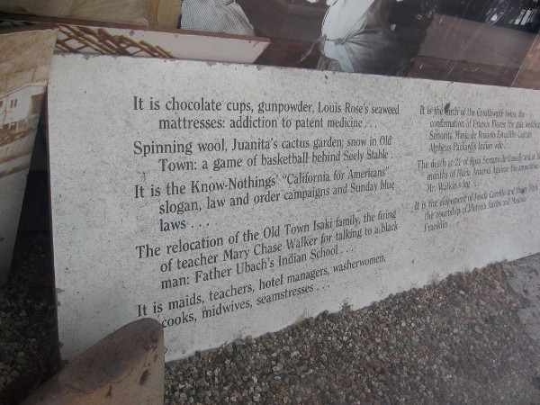 It is chocolate cups, gunpowder, Louis Rose's seaweed mattresses... Spinning wool, Juanita's cactus garden...a game of basketball behind Seeley Stable...