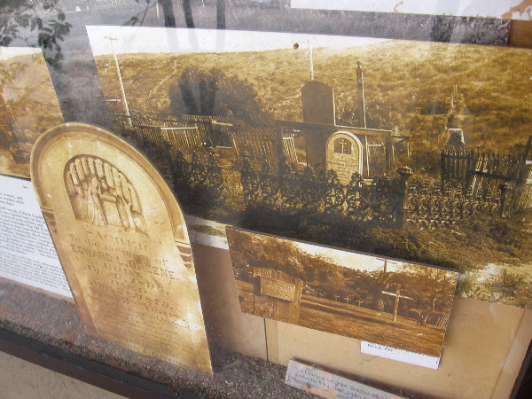 Old photos of the Campo Santo Cemetery. Words describe: A mingling of men, women, and children from places and lives so different...