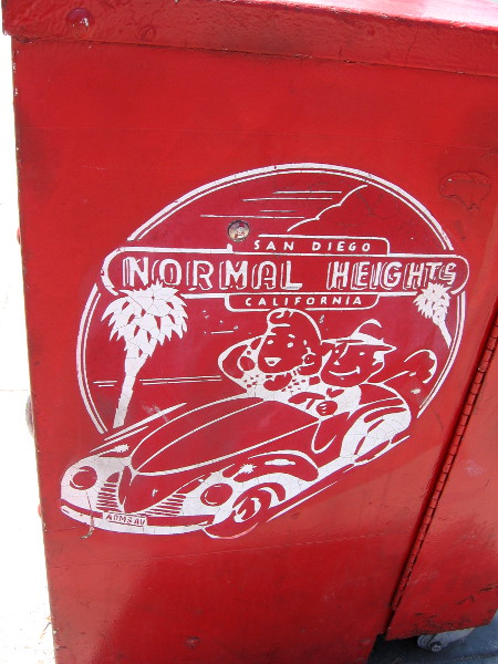 On the other side is this nostalgic graphic showing some car culture history in Normal Heights.