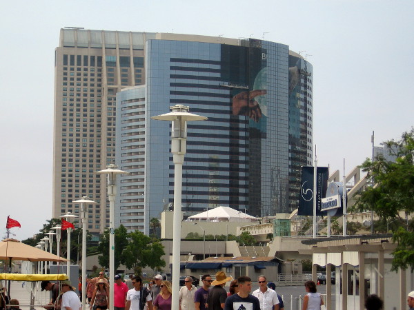 I see a wrap being applied to the Marriott Marquis!