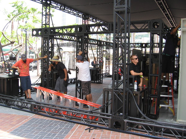 Working on the Midnight, Texas attraction near the Tin Fish.