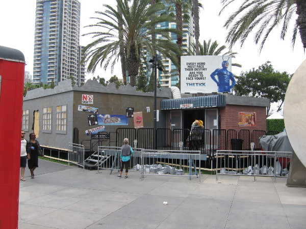 The Tick Takeover is under construction at the corner of First Avenue and Harbor Drive. This is the first of three sections.