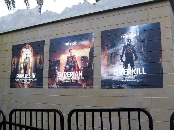 Some of The Tick's characters depicted on one wall include Ramses IV, Superian and Overkill.