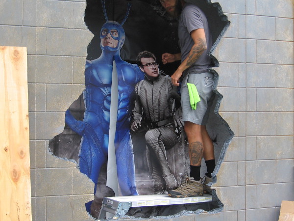 At The Tick Takeover, the superhero and Arthur are accompanied by a worker in this hole. I'm told smoke will come out once completed!