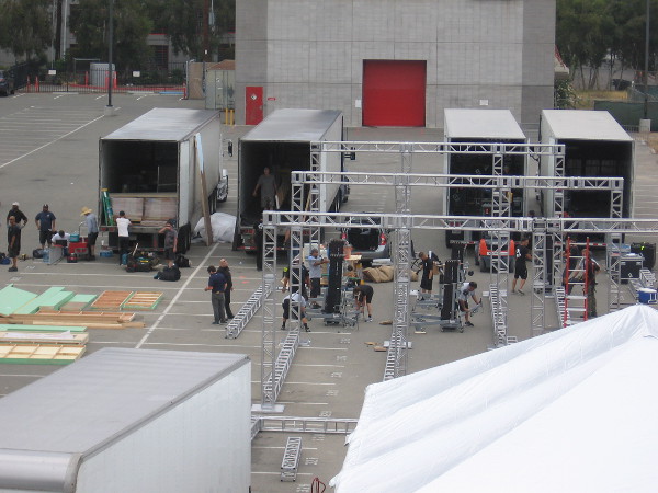Construction has just commenced in the Petco Interactive Zone, now that the Padres have left for a road trip.