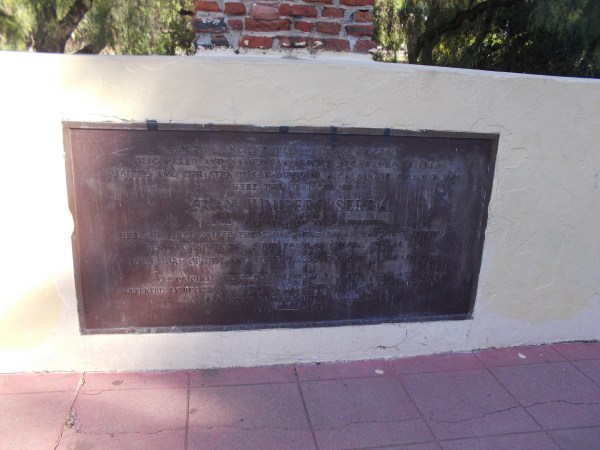 Plaque at base of cross remembers the Indian village of Cosoy, named San Miguel by Cabrillo in 1542, then San Diego de Alcala by Vizcaino in 1602.