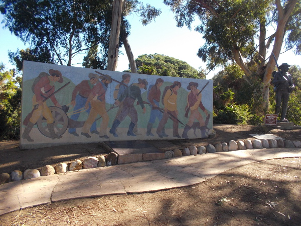 Mural at Fort Stockton depicts the long march of the Mormon Battalion.