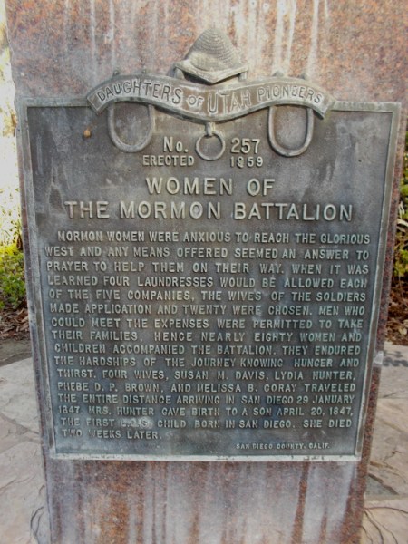 Women of the Mormon Battalion. Almost eighty women and children accompanied the soldiers during the long march. Four wives traveled the entire distance to San Diego.