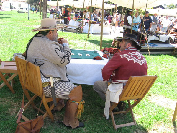 Two vaqueros chat during an event in Old Town San Diego that reenacts aspects of Californio history.