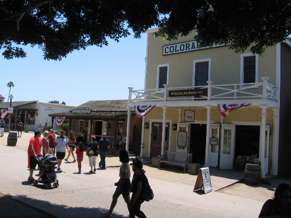 Visitors to Old Town were walking in front of the Colorado House and enjoying a sunny San Diego weekend.